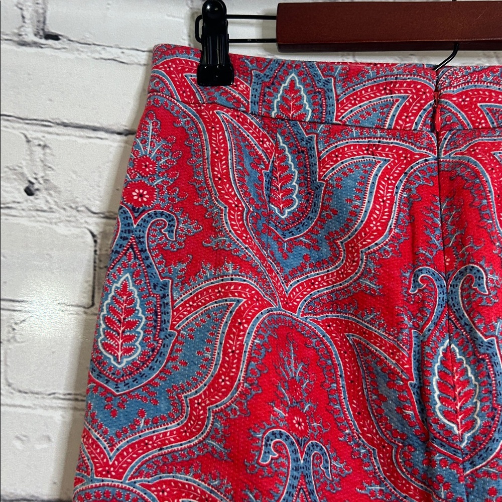 J. Crew Red Blue Paisley No. 2 Pencil Skirt Size 2 Excellent Condition - Picture 6 of 10